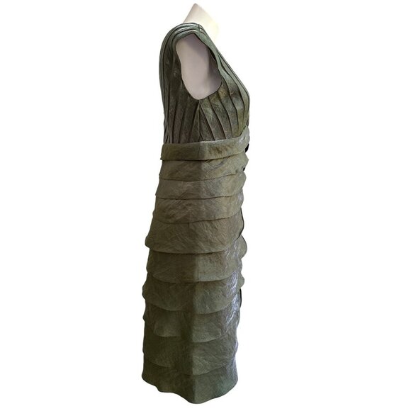 Adrianna Papell Shutter Pleat Dress, Green Cocktail Women's Size 8 - Picture 4 of 10